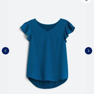 Papermoon Teal Flutter Sleeve Blouse